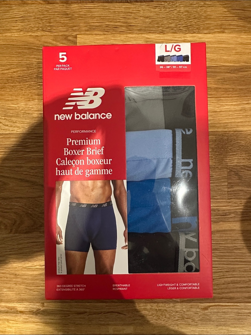 New Balance Men's Premium Boxer Briefs - Blue, Light Blue & Black (5-Pack)